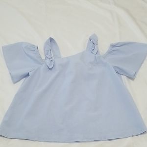❤ Zara Girl's Cold Shoulder Blue Top Size 11-12y